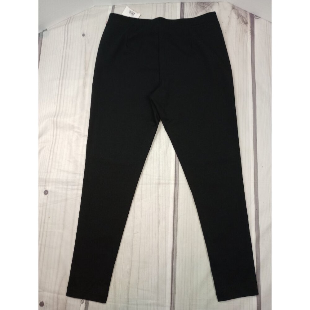 Rafaella Size 12 Pull On Black Faux Leather Ankle Pants Moto Skinny Leggings - Picture 5 of 10